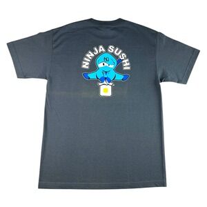 Alstyle Ninja Sushi Graphic T-Shirt Mens Medium Charcoal Gray Pop Culture Gaming